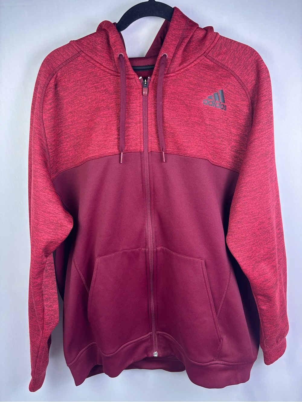 adidas Burgundy Two-Tone Full-Zip Hooded Jacket